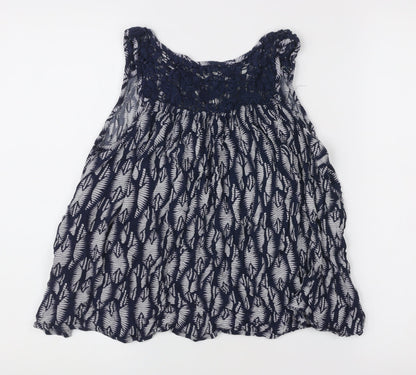 Next Womens Blue Floral Lace Sleeveless Tunic Blouse Size 12