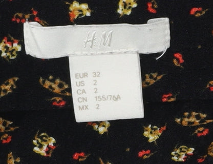 Womens UK Size 4 H&M Black Tunic Blouse