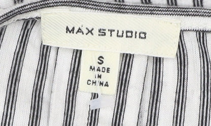 Max Studio Women’s Black White Striped Cold Shoulder Tunic Blouse S
