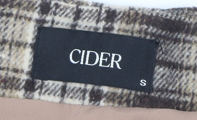 Cider Women Brown Plaid Tweed Mini Skirt Size S Straight Lined