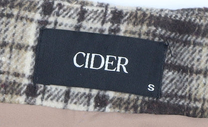 Cider Women Brown Plaid Tweed Mini Skirt Size S Straight Lined