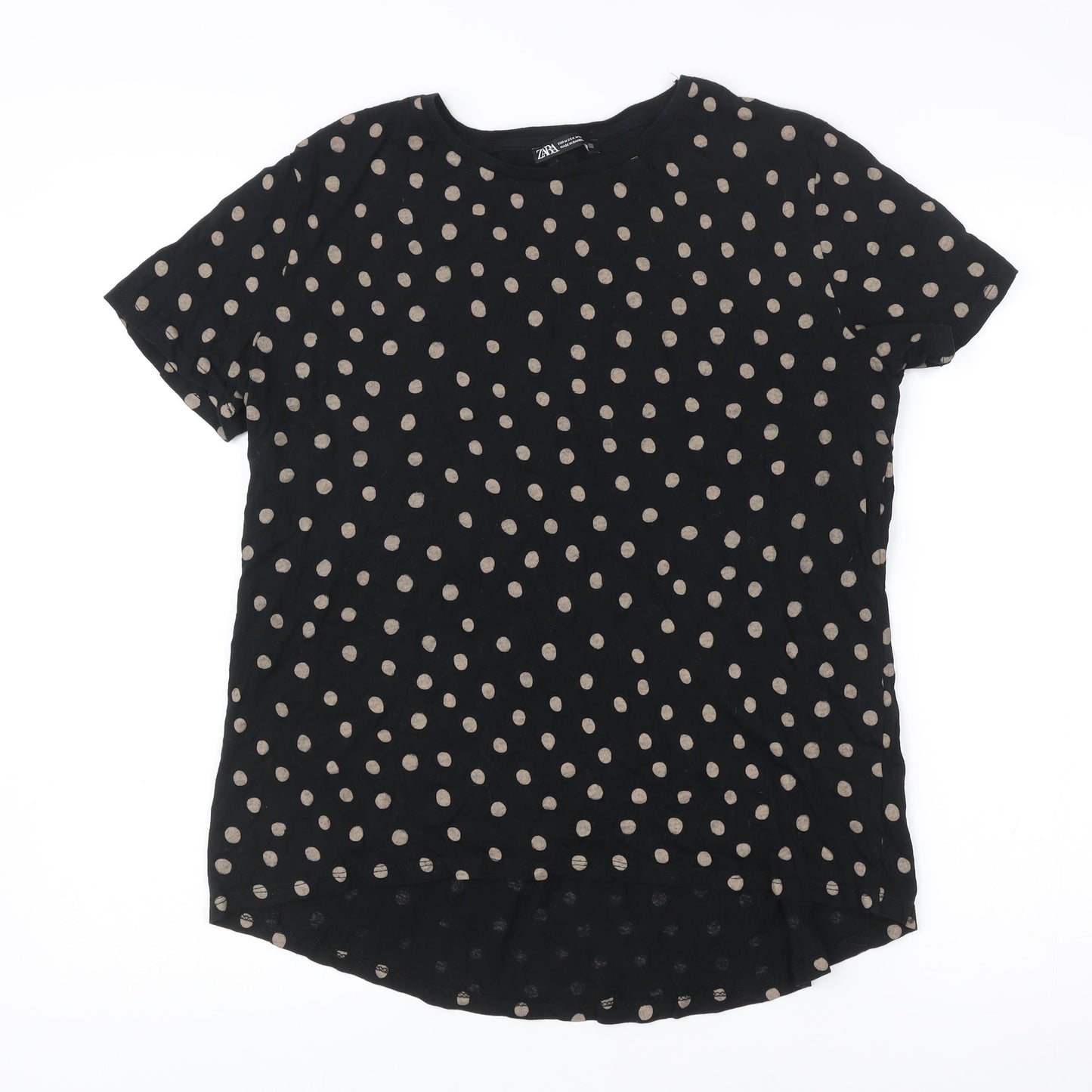Womens UK Size M Zara Black Basic T-Shirt