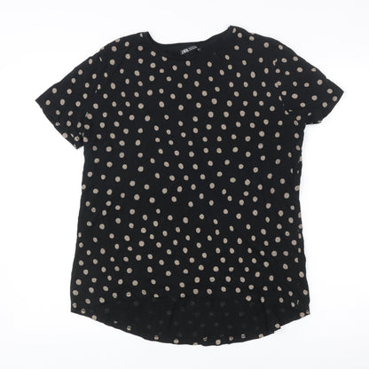 Womens UK Size M Zara Black Basic T-Shirt
