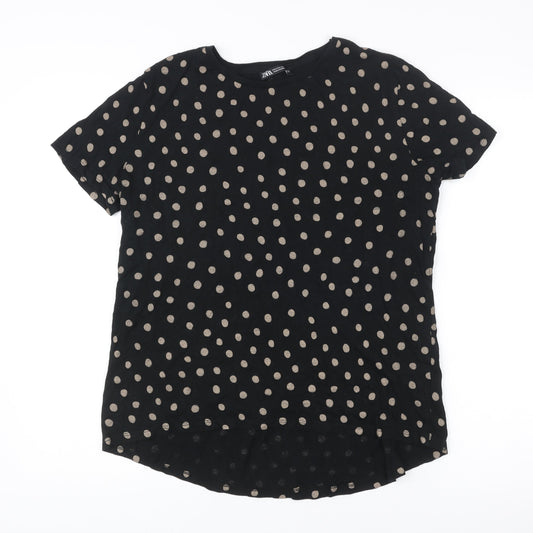 Womens UK Size M Zara Black Basic T-Shirt
