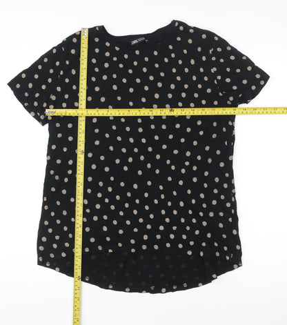 Womens UK Size M Zara Black Basic T-Shirt