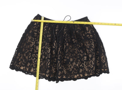 Topshop Women Black Lace A-Line Skirt UK 14 Formal Party