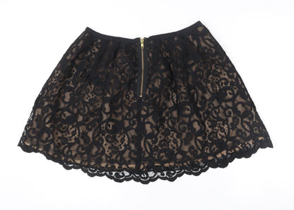 Topshop Women Black Lace A-Line Skirt UK 14 Formal Party