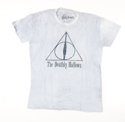 Harry Potter Unisex White S T-Shirt The Deathly Hallows Graphic Cotton