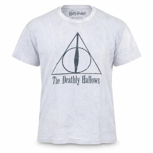 Front view of Harry Potter unisex white s t-shirt the deathly hallows graphic cotton