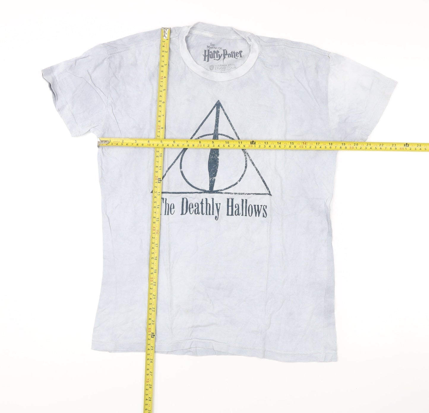 Harry Potter Unisex White S T-Shirt The Deathly Hallows Graphic Cotton