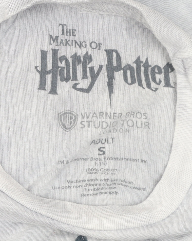 Harry Potter Unisex White S T-Shirt The Deathly Hallows Graphic Cotton