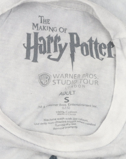 Harry Potter Unisex White S T-Shirt The Deathly Hallows Graphic Cotton