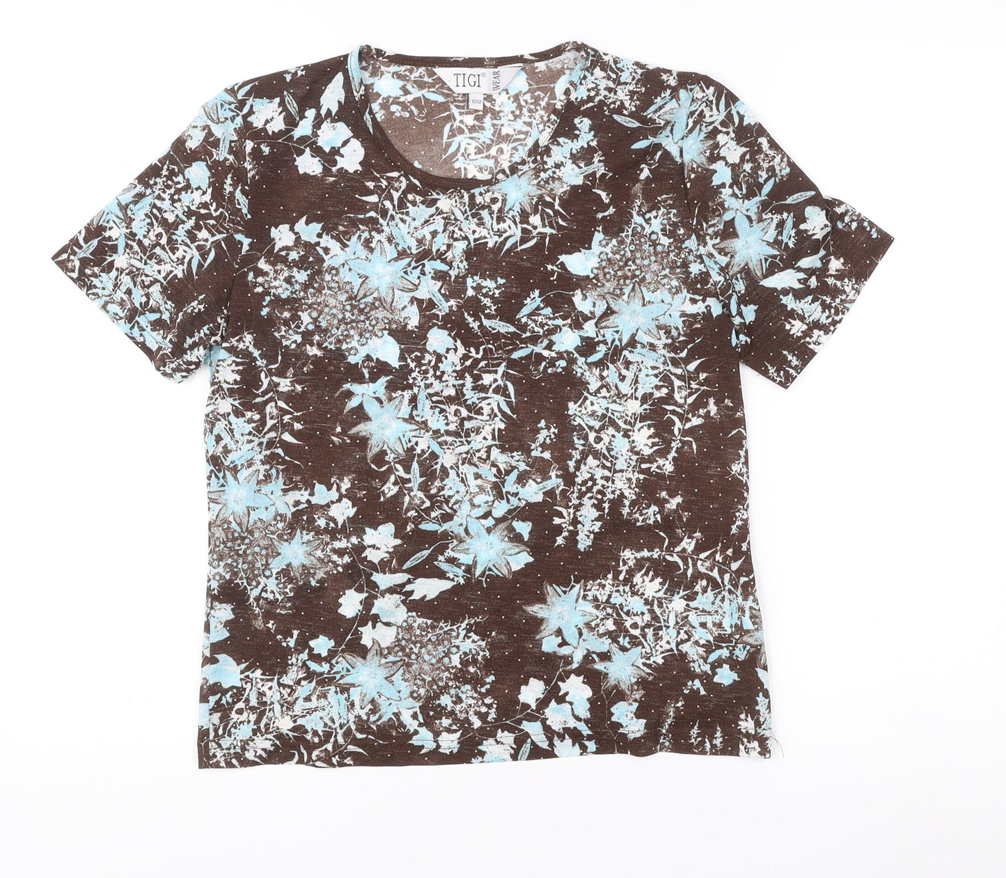 Womens UK Size 10 TIGI Wear Brown Basic T-Shirt