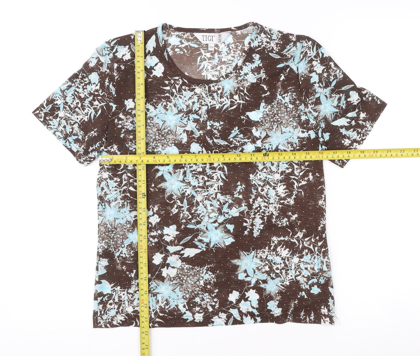 Womens UK Size 10 TIGI Wear Brown Basic T-Shirt