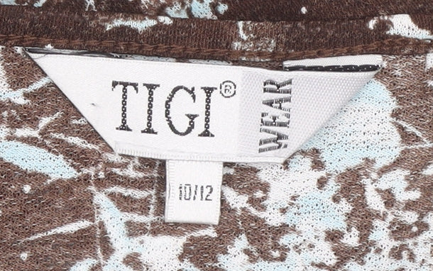 Womens UK Size 10 TIGI Wear Brown Basic T-Shirt