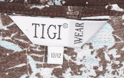 Womens UK Size 10 TIGI Wear Brown Basic T-Shirt
