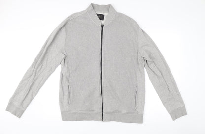 River Island Mens Grey Cotton Zip Track Jacket Size L