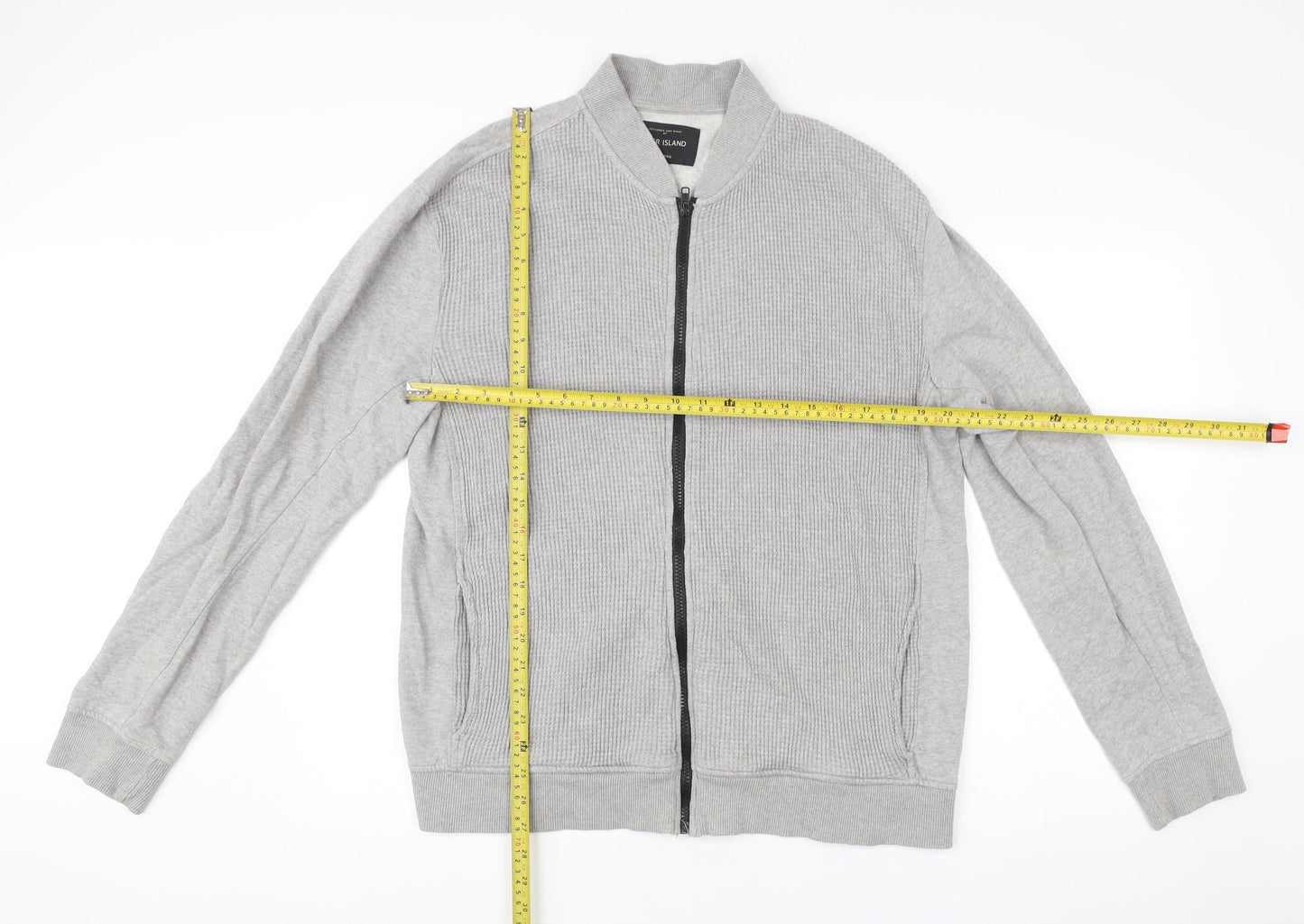 River Island Mens Grey Cotton Zip Track Jacket Size L