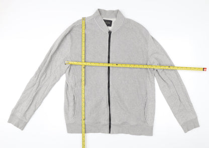 River Island Mens Grey Cotton Zip Track Jacket Size L