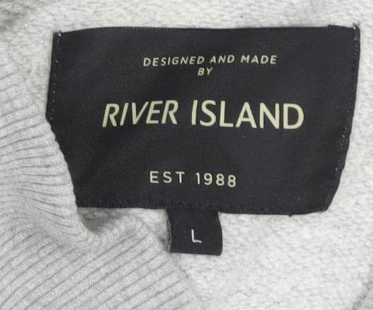River Island Mens Grey Cotton Zip Track Jacket Size L