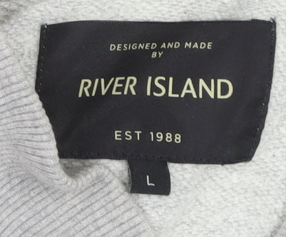 River Island Mens Grey Cotton Zip Track Jacket Size L