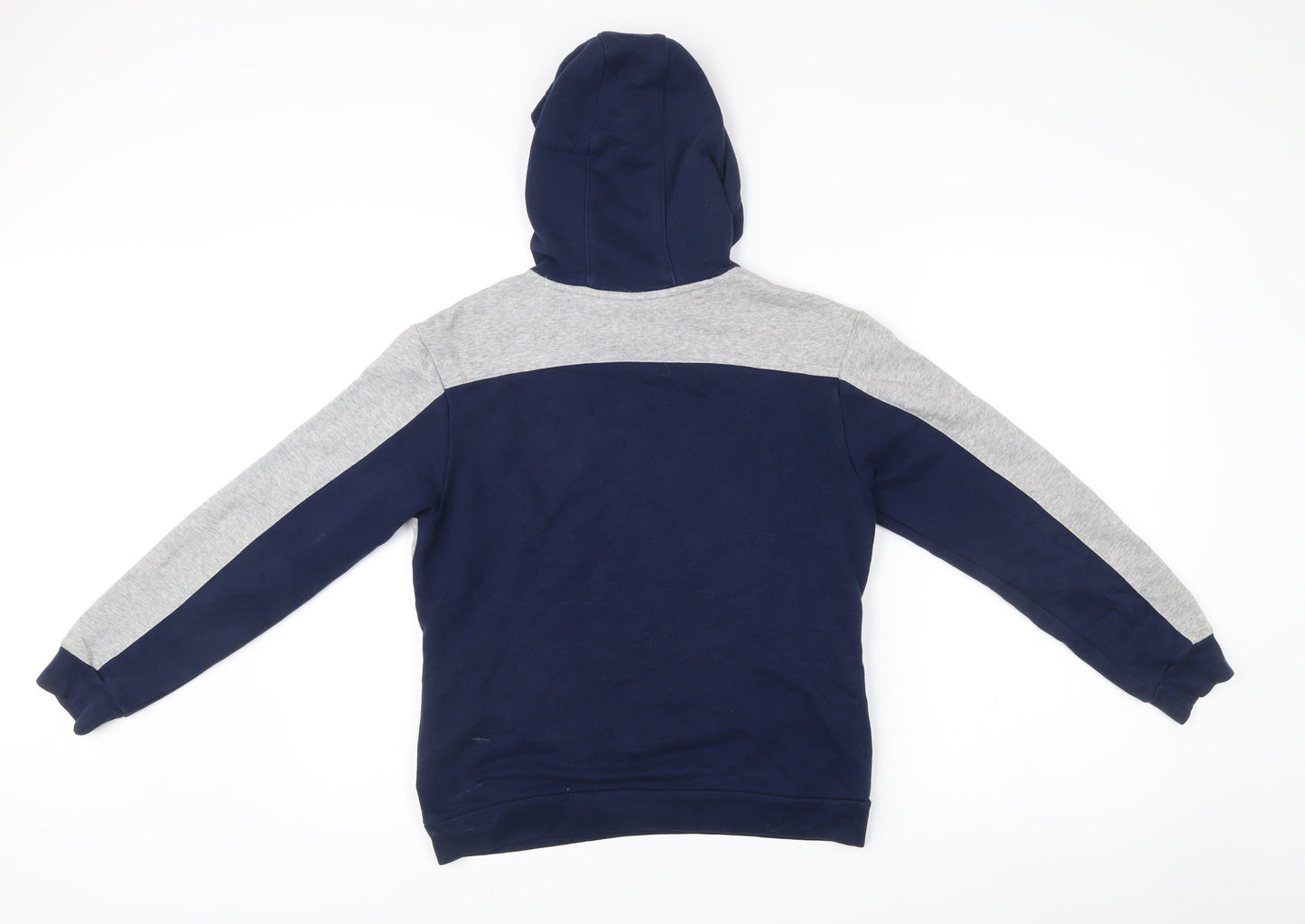 Adidas Boys Blue Grey Pullover Hoodie 11-12 Years Logo Sportswear
