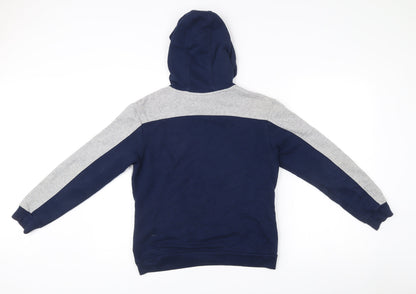 Adidas Boys Blue Grey Pullover Hoodie 11-12 Years Logo Sportswear
