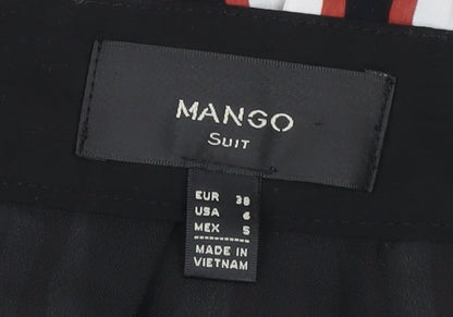 Mango Women’s Red Black White Striped Pleated Knee Skirt Size 10