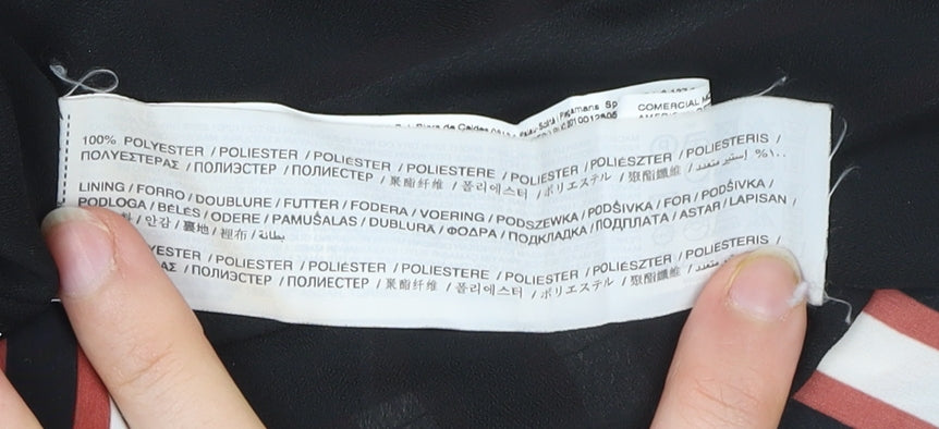 Mango Women’s Red Black White Striped Pleated Knee Skirt Size 10