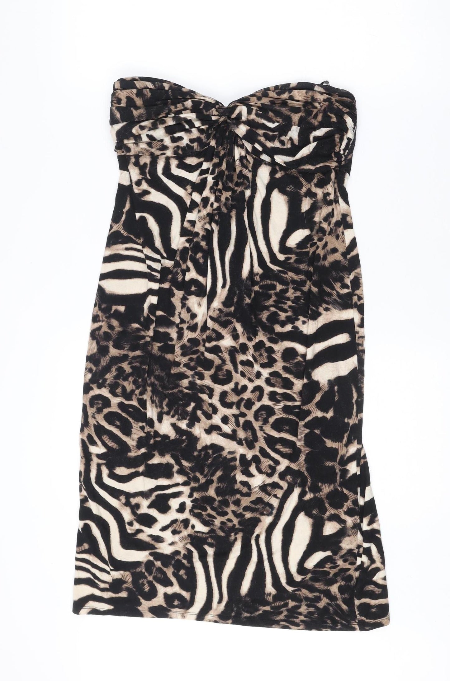 Star by Julien Macdonald Women's Multicoloured Animal Print Strapless Bodycon Dress Size 12