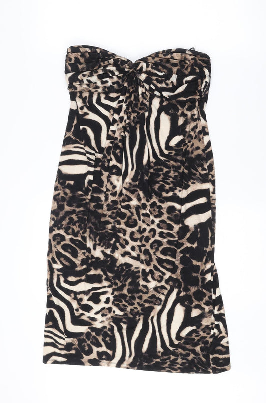 Star by Julien Macdonald Women's Multicoloured Animal Print Strapless Bodycon Dress Size 12