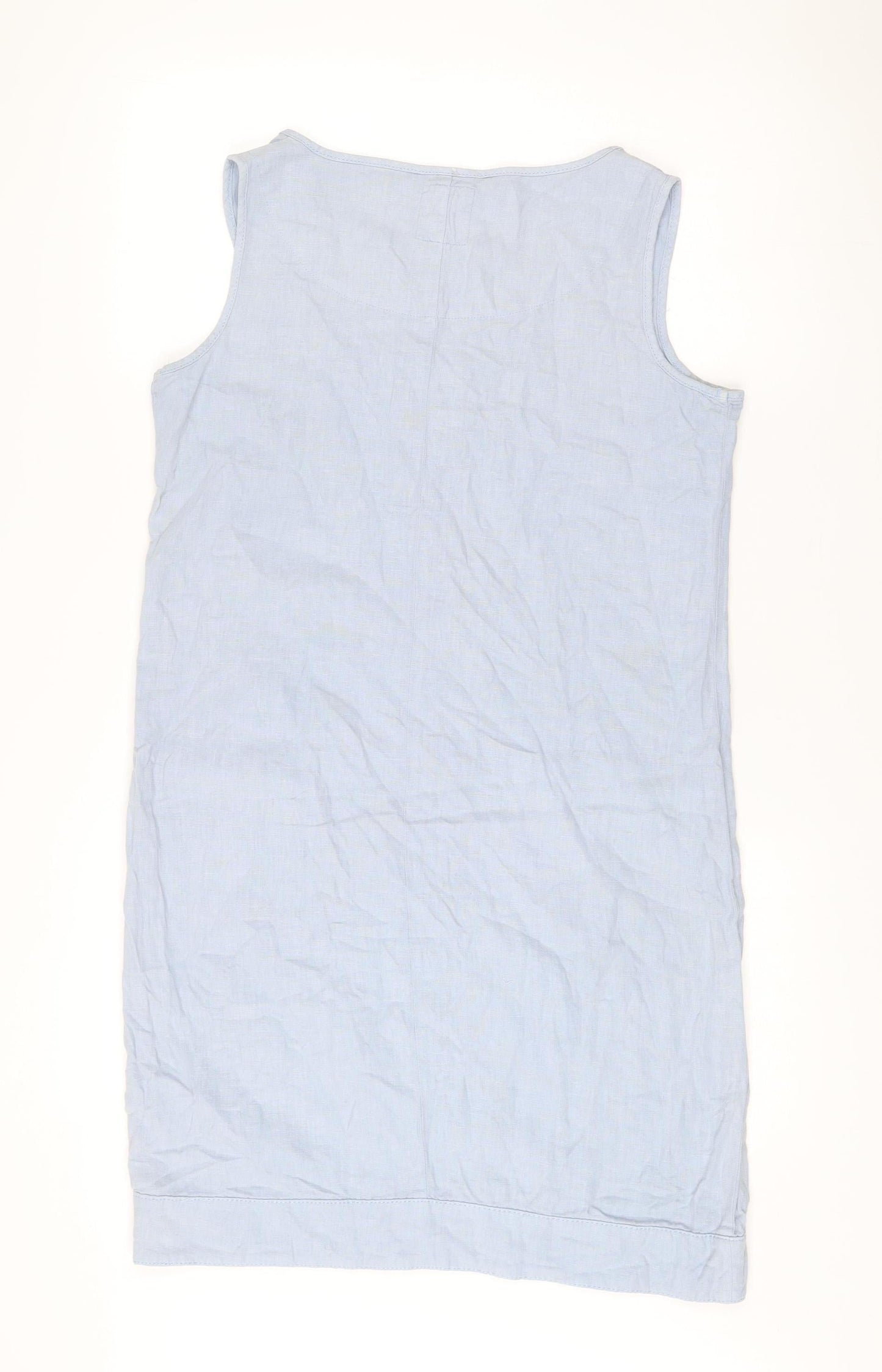 Next Women’s Blue Linen Viscose Shift Dress Size 8 Sleeveless
