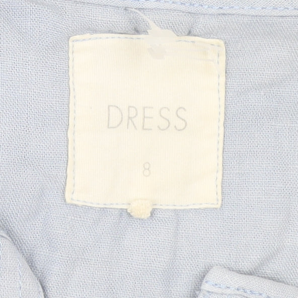 Next Women’s Blue Linen Viscose Shift Dress Size 8 Sleeveless