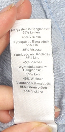 Next Women’s Blue Linen Viscose Shift Dress Size 8 Sleeveless