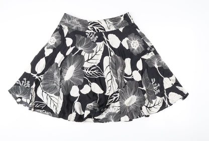Coast Womens Black Floral Silk A-Line Knee Length Skirt Size 12