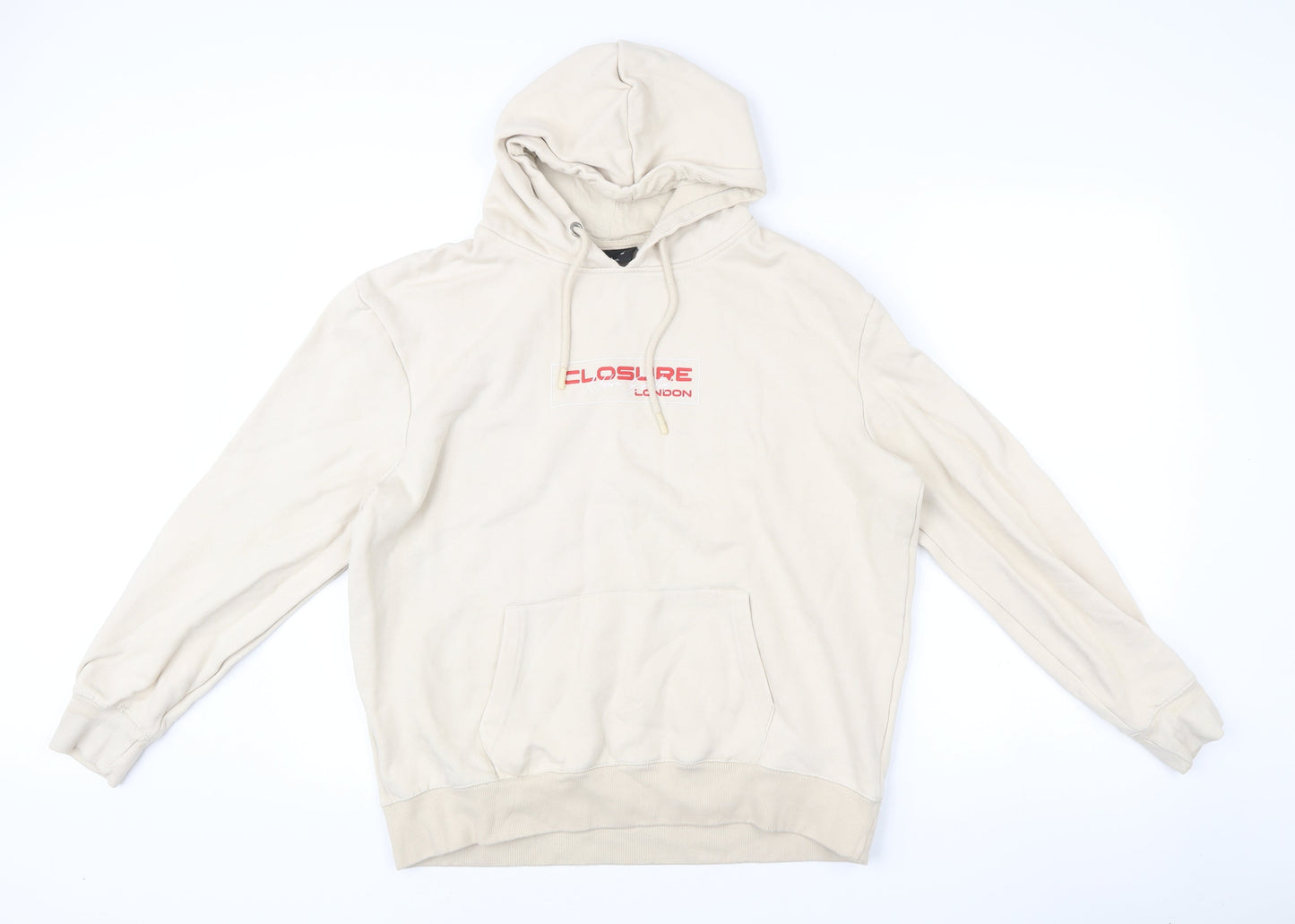 Mens UK Size XL Closure London Beige Pullover Hoodie