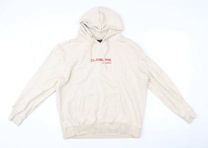 Mens UK Size XL Closure London Beige Pullover Hoodie