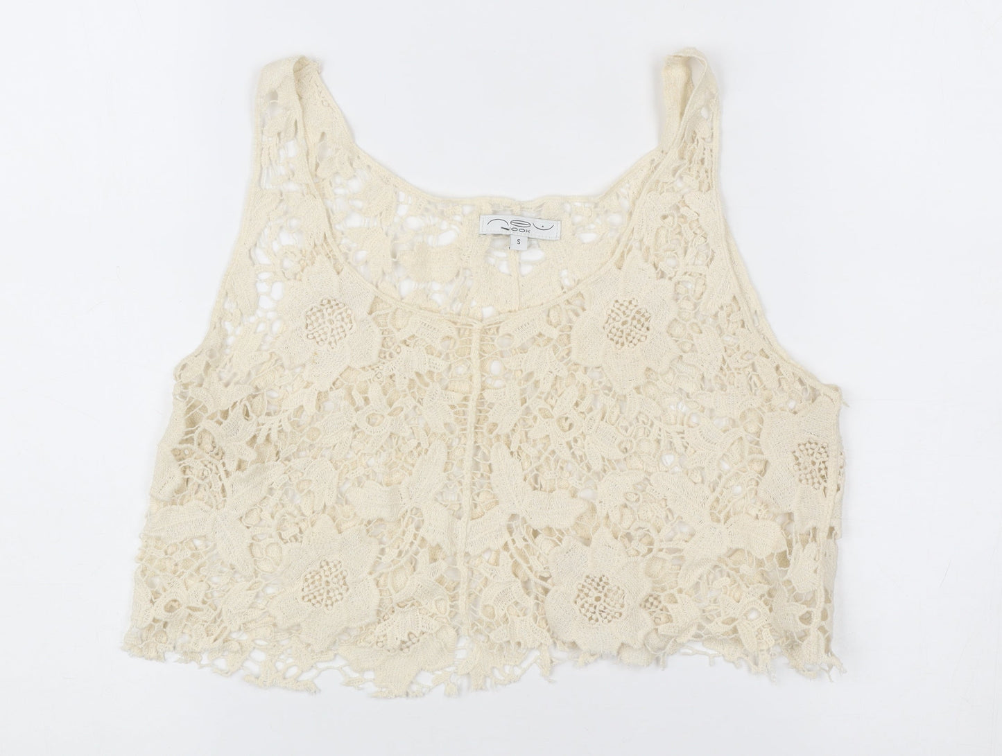 Womens UK Size S Look Ivory Cropped Tank