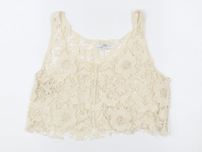Womens UK Size S Look Ivory Cropped Tank