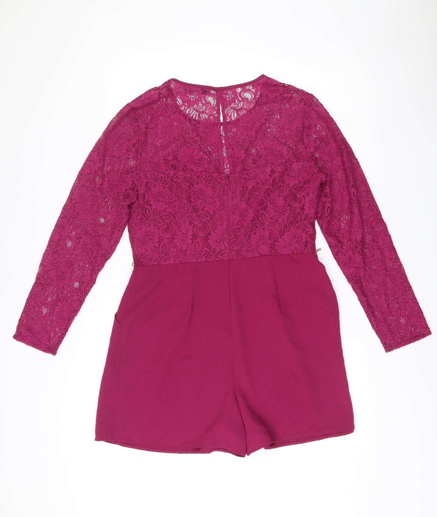 Oasis Women’s Purple Lace Long Sleeve Playsuit Size 14 Party Wear