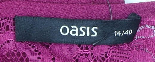 Oasis Women’s Purple Lace Long Sleeve Playsuit Size 14 Party Wear