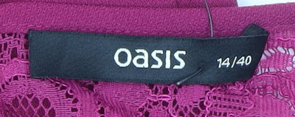 Oasis Women’s Purple Lace Long Sleeve Playsuit Size 14 Party Wear