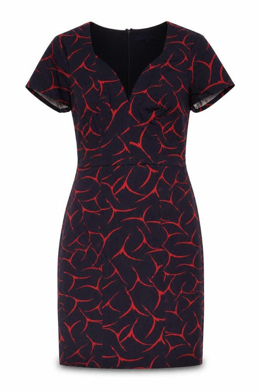 French Connection Women’s Black Red Bodycon Dress XS V-Neck Party