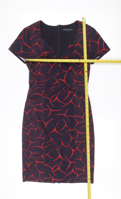 French Connection Women’s Black Red Bodycon Dress XS V-Neck Party