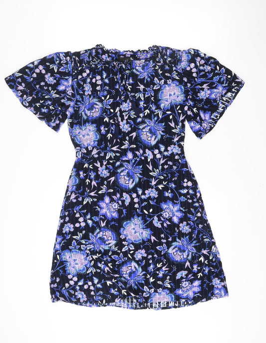 Next Womens Blue Floral Bodycon Short Dress Size 10