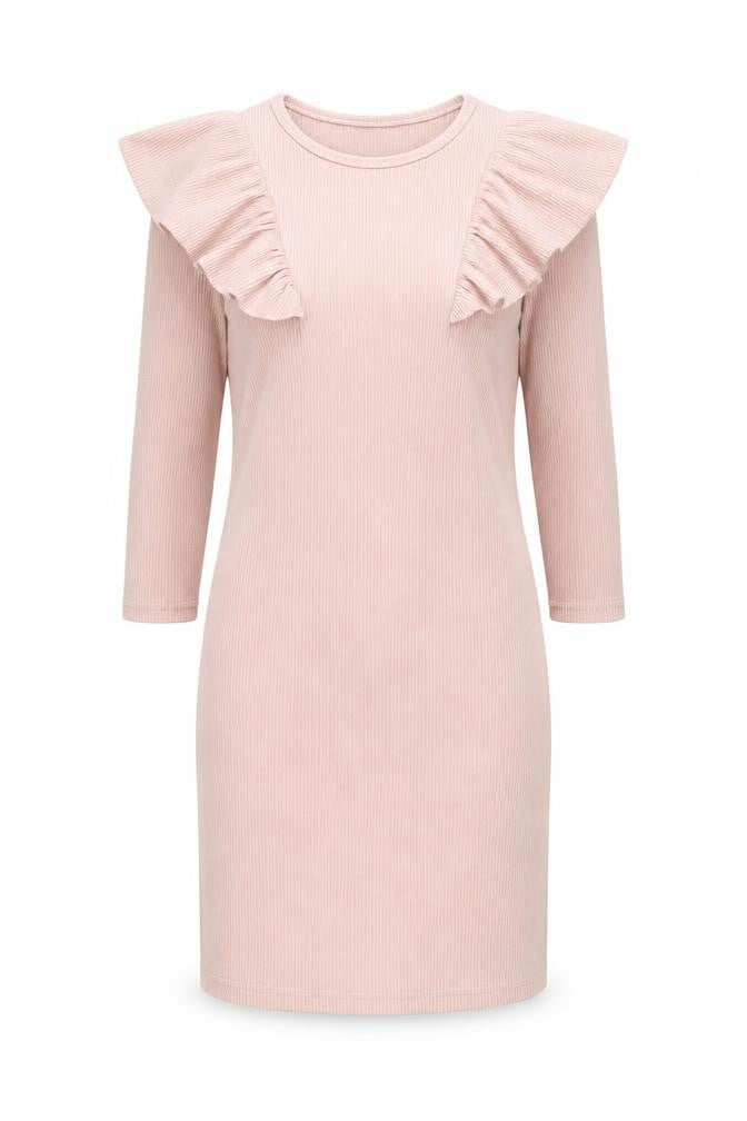 Miss Womens Selfridge Petites Pink Bodycon Knee Length Ruffle Dress UK 10
