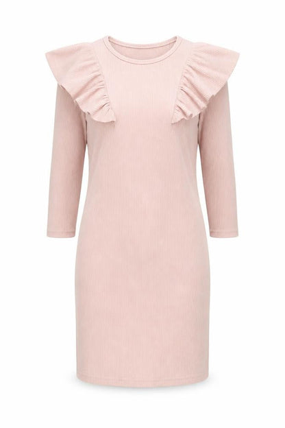 Miss Womens Selfridge Petites Pink Bodycon Knee Length Ruffle Dress UK 10