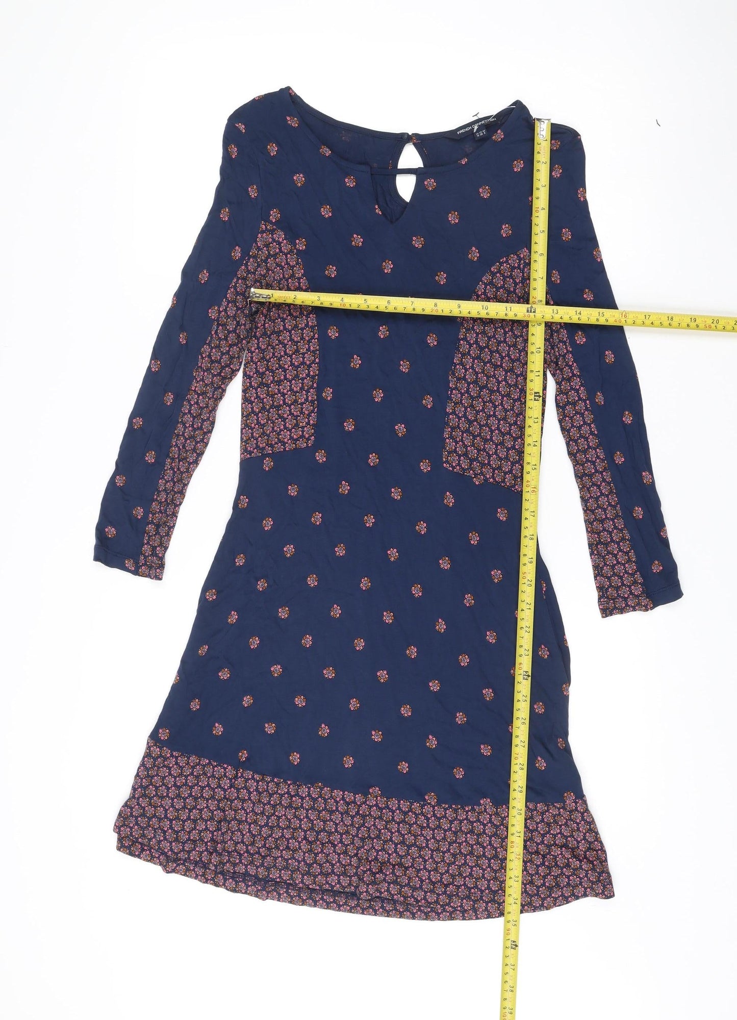 French Connection Women Blue Floral Shift Dress Size 10