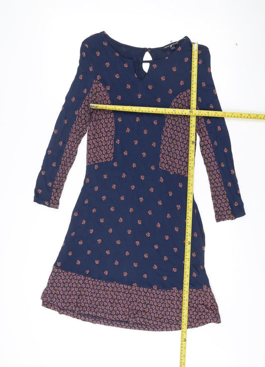 French Connection Women Blue Floral Shift Dress Size 10