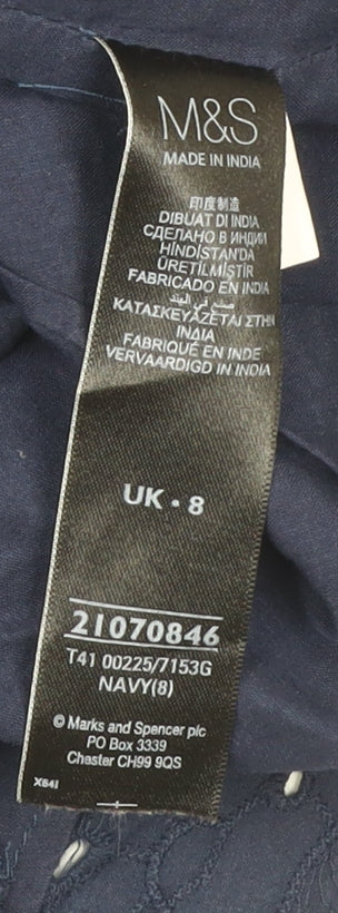 Womens UK Size 8 Marks and Spencer Blue Tunic Blouse